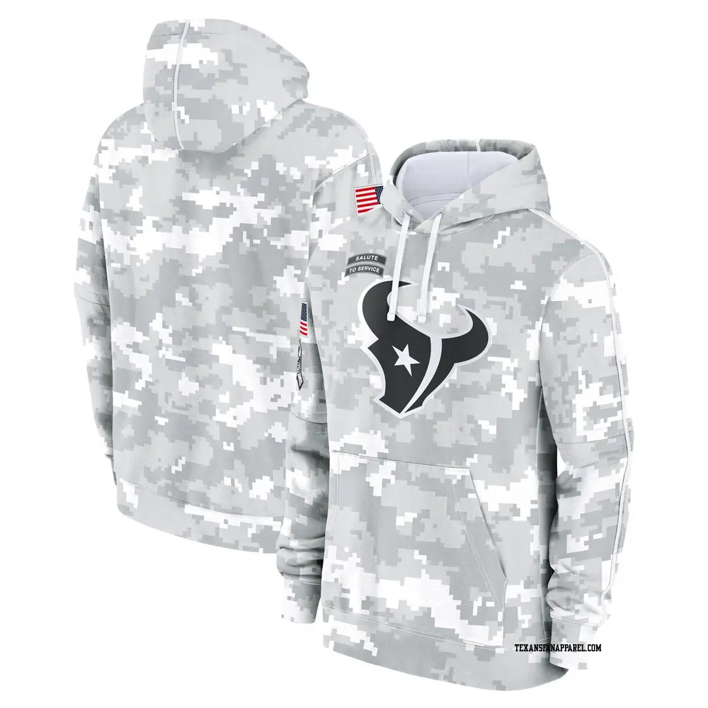Arctic Camo Men's Houston Texans 2024 Salute to Service Club Fleece Pullover Hoodie