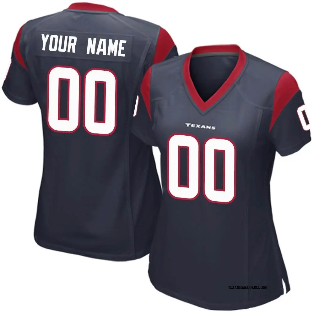 Game Navy Blue Women's Custom Houston Texans Team Color Jersey