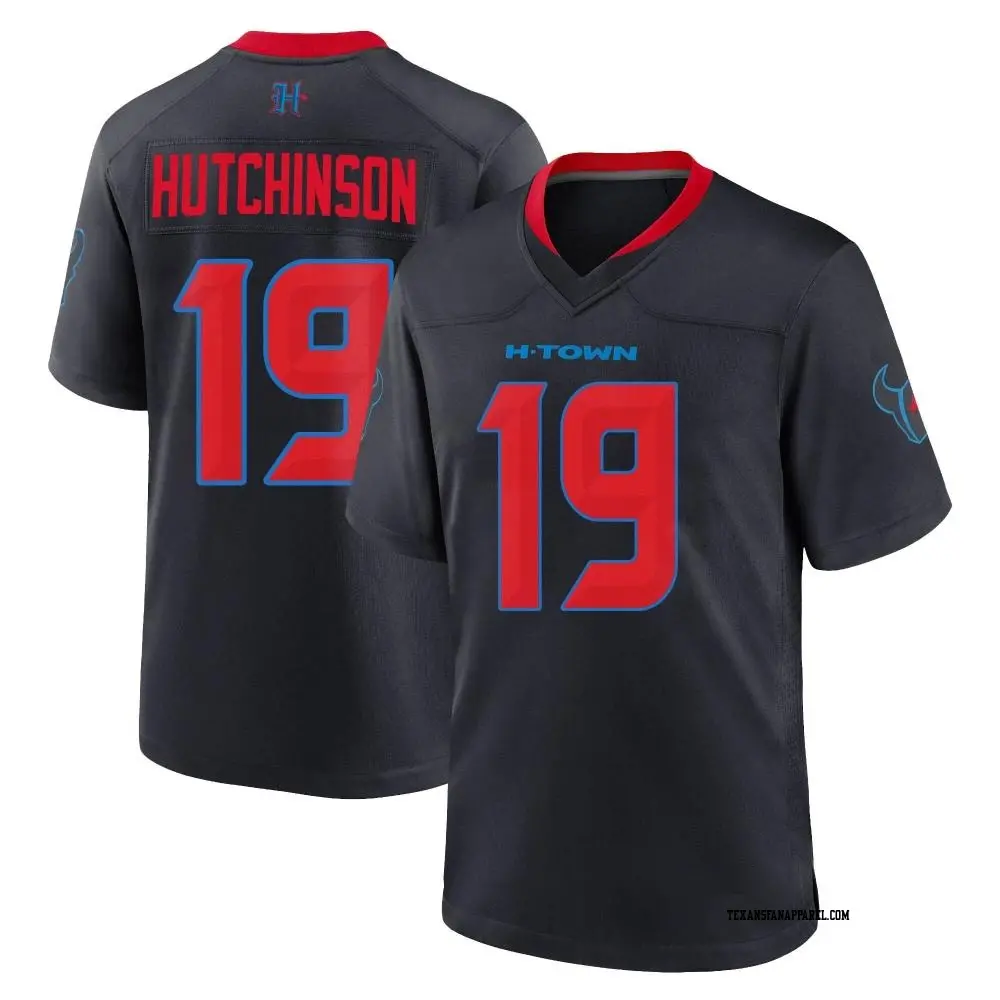 Game Navy Youth Xavier Hutchinson Houston Texans 2nd Alternate Jersey