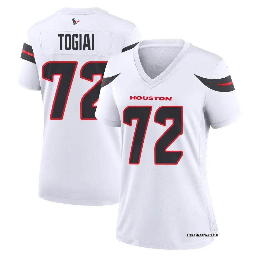 Game White Women's Tommy Togiai Houston Texans Jersey