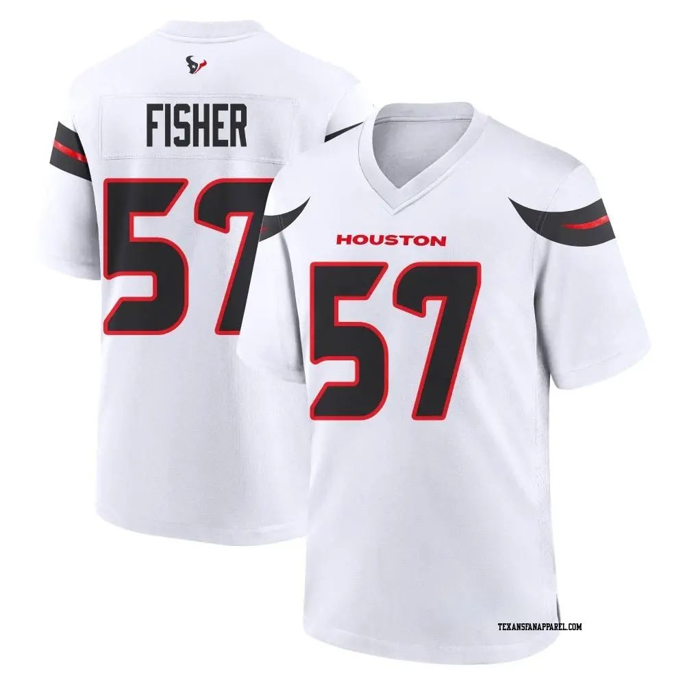 Game White Youth Blake Fisher Houston Texans Jersey