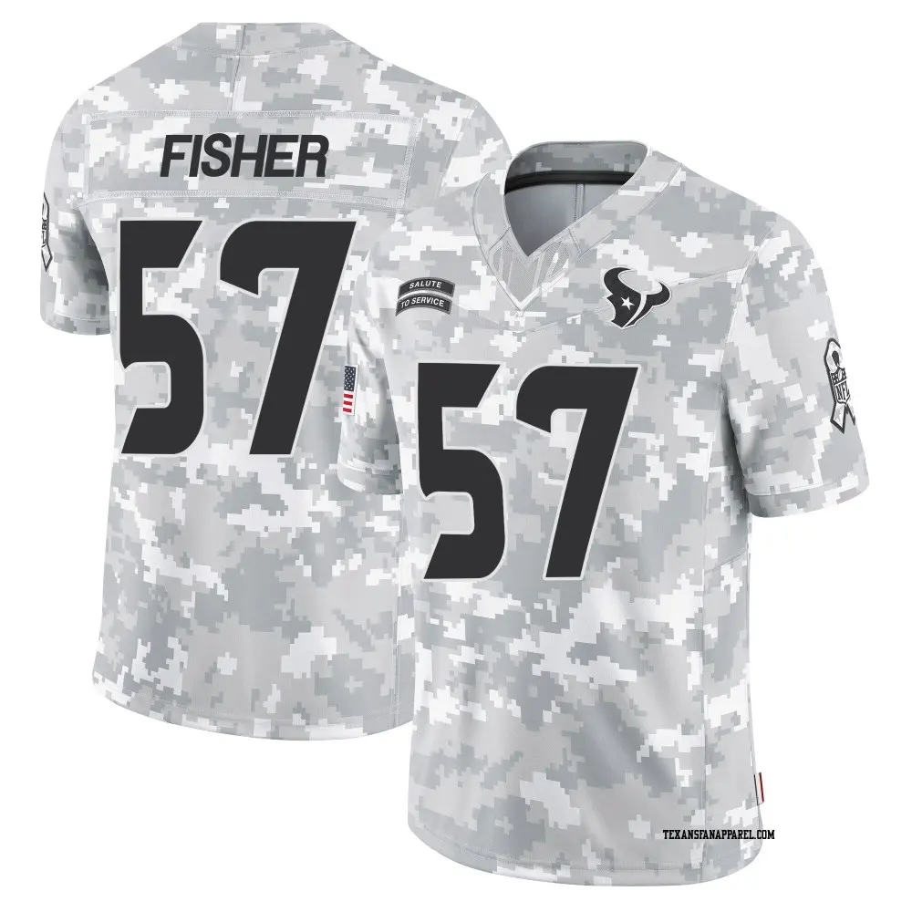 Limited Arctic Camo Men's Blake Fisher Houston Texans 2024 Salute to Service Jersey