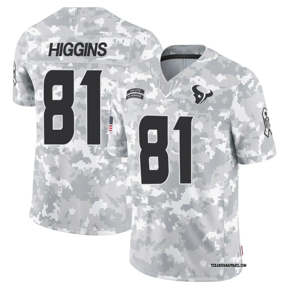 Limited Arctic Camo Men's Jayden Higgins Houston Texans 2024 Salute to Service Jersey