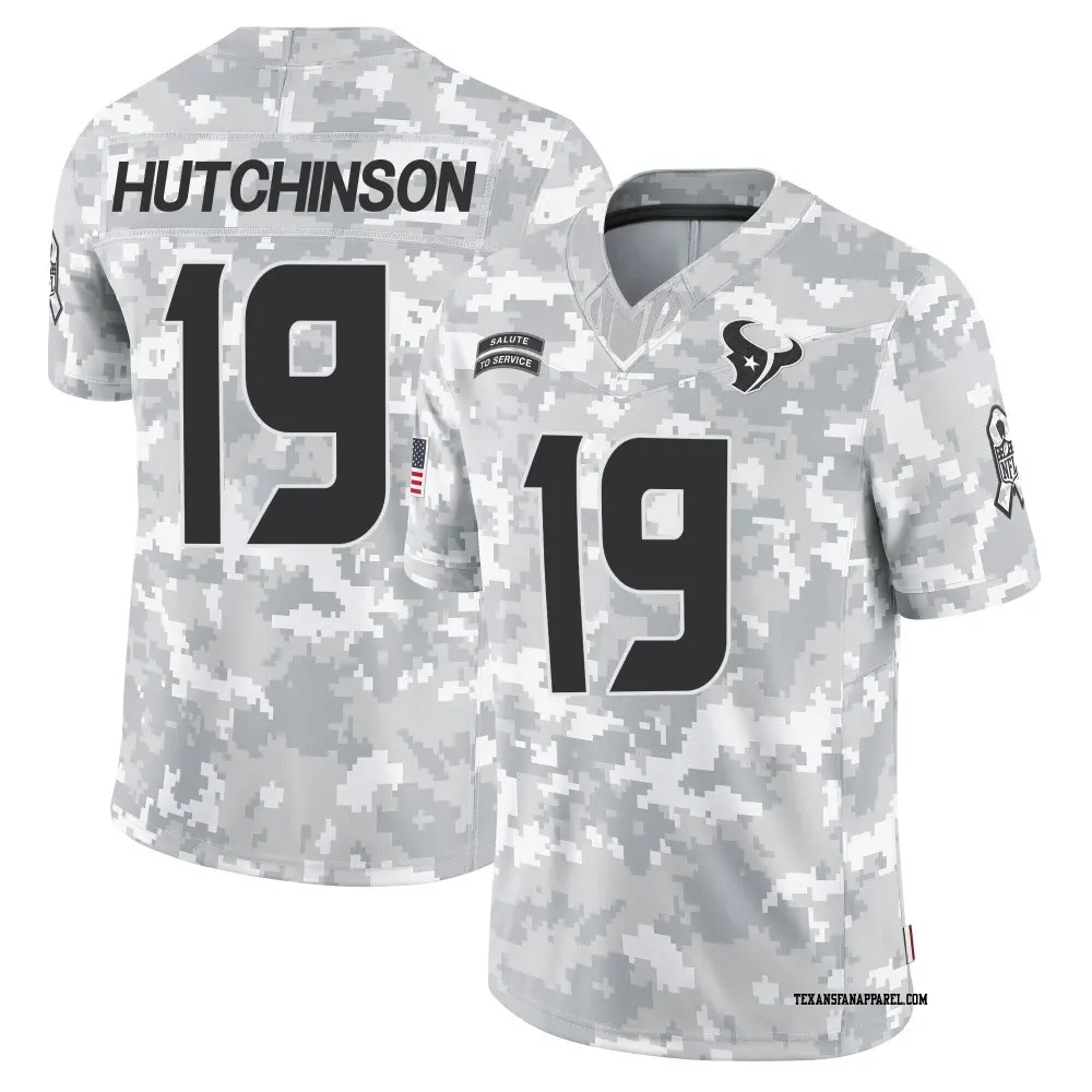 Limited Arctic Camo Men's Xavier Hutchinson Houston Texans 2024 Salute to Service Jersey