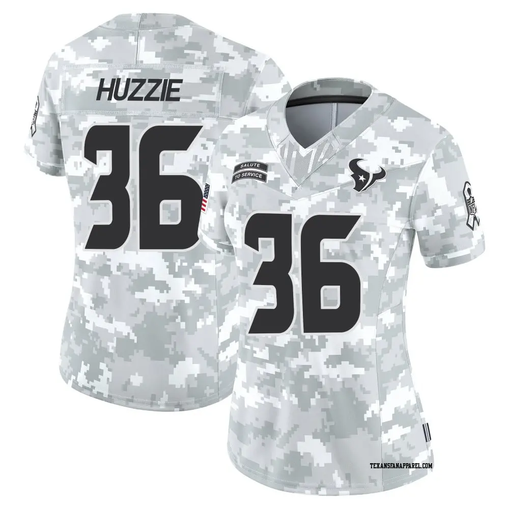 Limited Arctic Camo Women's Alijah Huzzie Houston Texans 2024 Salute to Service Jersey