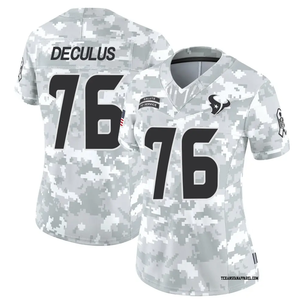 Limited Arctic Camo Women's Austin Deculus Houston Texans 2024 Salute to Service Jersey