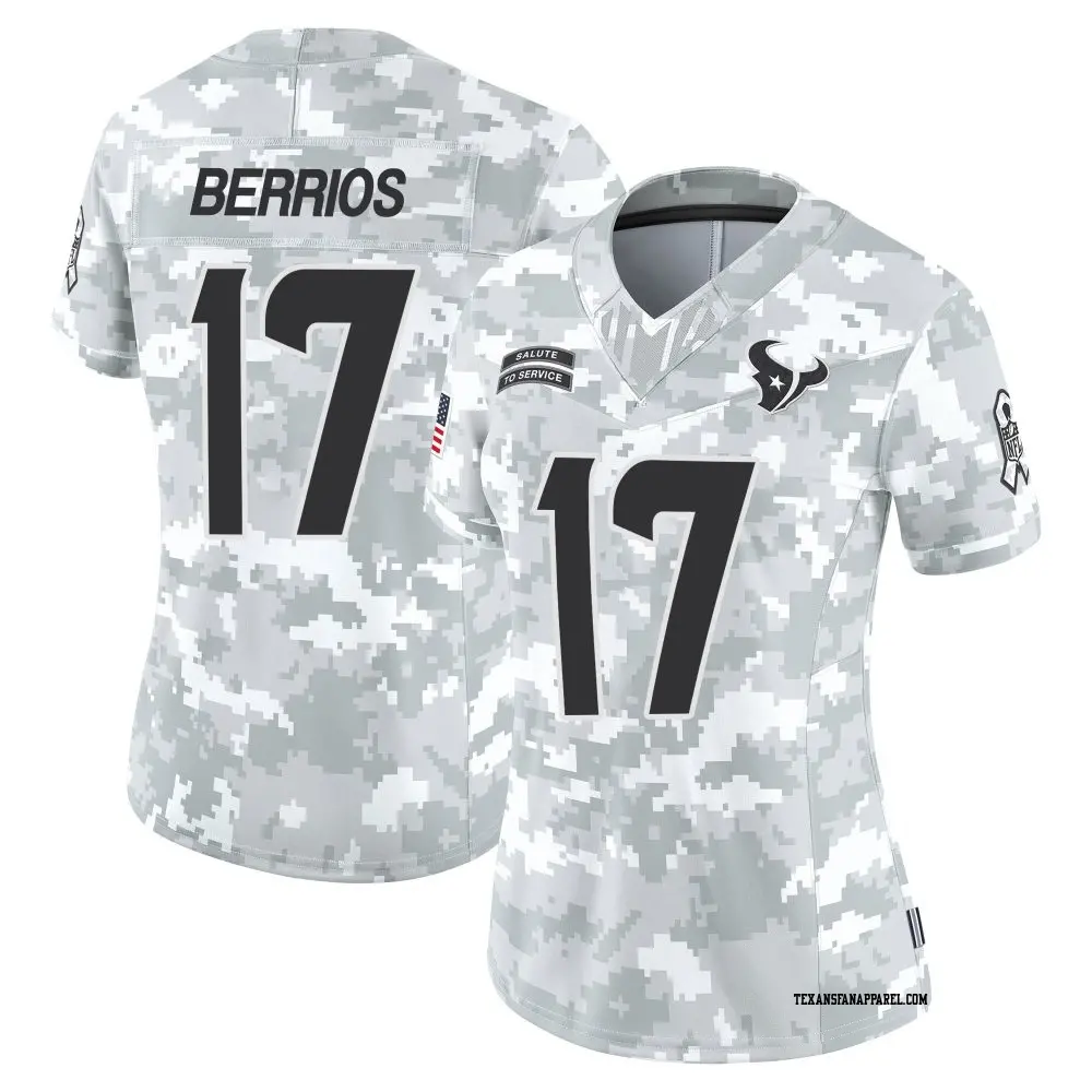 Limited Arctic Camo Women's Braxton Berrios Houston Texans 2024 Salute to Service Jersey
