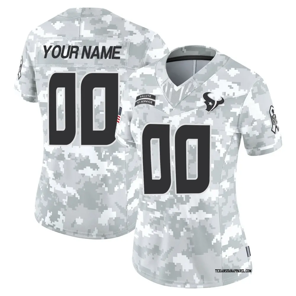 Limited Arctic Camo Women's Custom Houston Texans 2024 Salute to Service Jersey