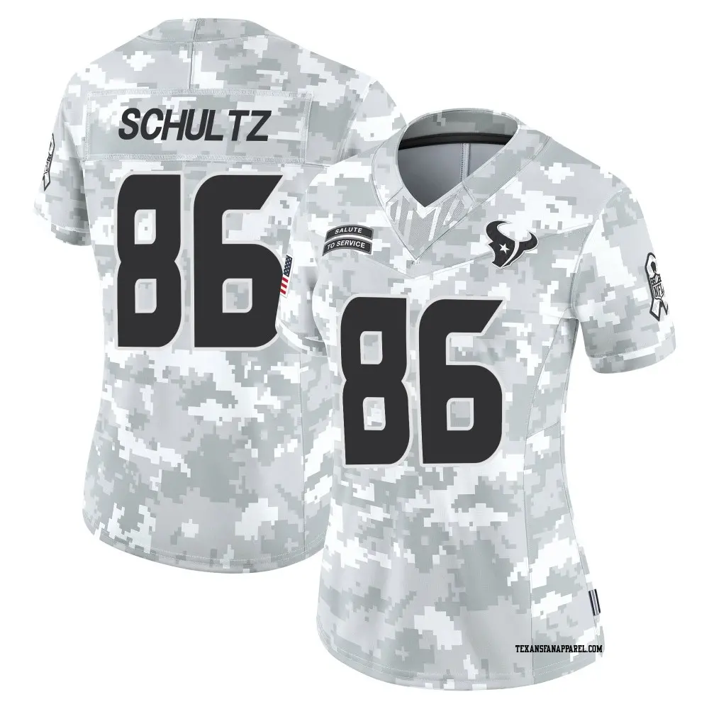 Limited Arctic Camo Women's Dalton Schultz Houston Texans 2024 Salute to Service Jersey