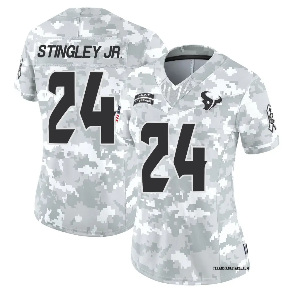 Limited Arctic Camo Women's Derek Stingley Jr. Houston Texans 2024 Salute to Service Jersey
