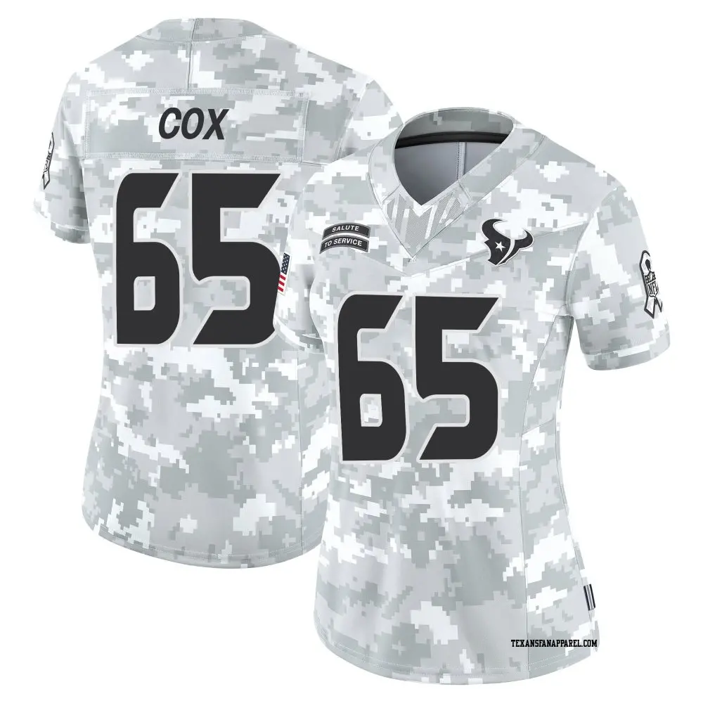 Limited Arctic Camo Women's Eli Cox Houston Texans 2024 Salute to Service Jersey