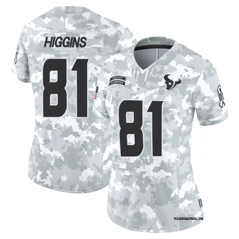 Limited Arctic Camo Women's Jayden Higgins Houston Texans 2024 Salute to Service Jersey