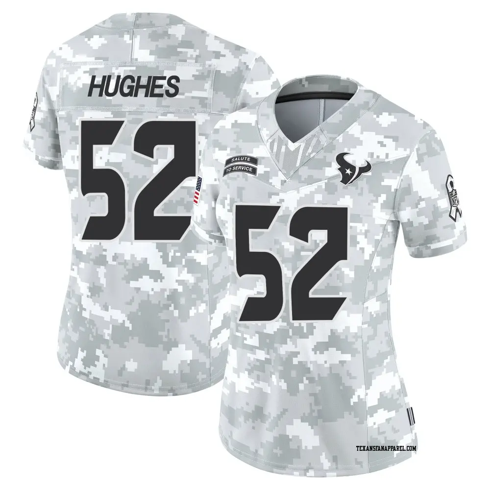 Limited Arctic Camo Women's Jerry Hughes Houston Texans 2024 Salute to Service Jersey