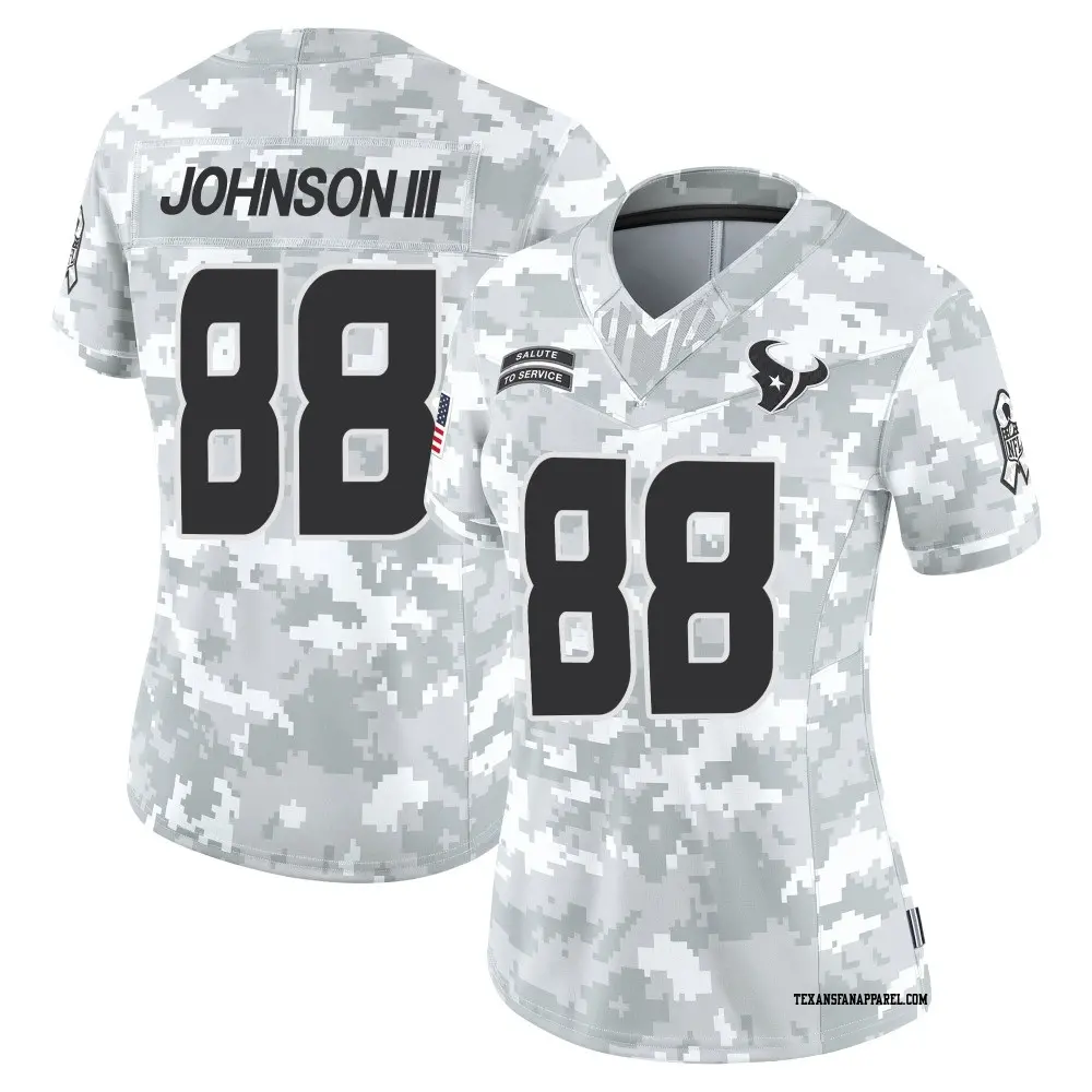 Limited Arctic Camo Women's Johnny Johnson III Houston Texans 2024 Salute to Service Jersey