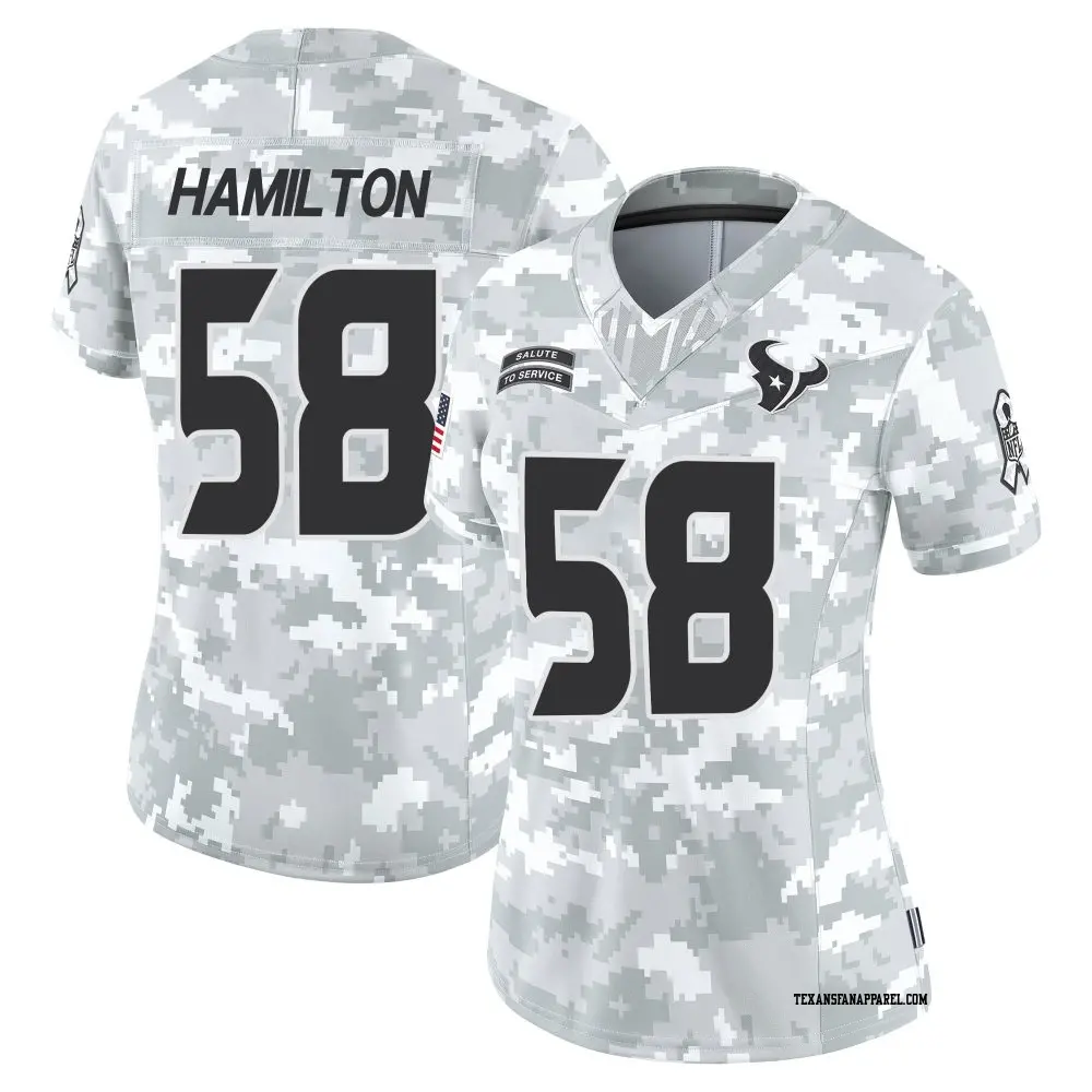 Limited Arctic Camo Women's Kyonte Hamilton Houston Texans 2024 Salute to Service Jersey