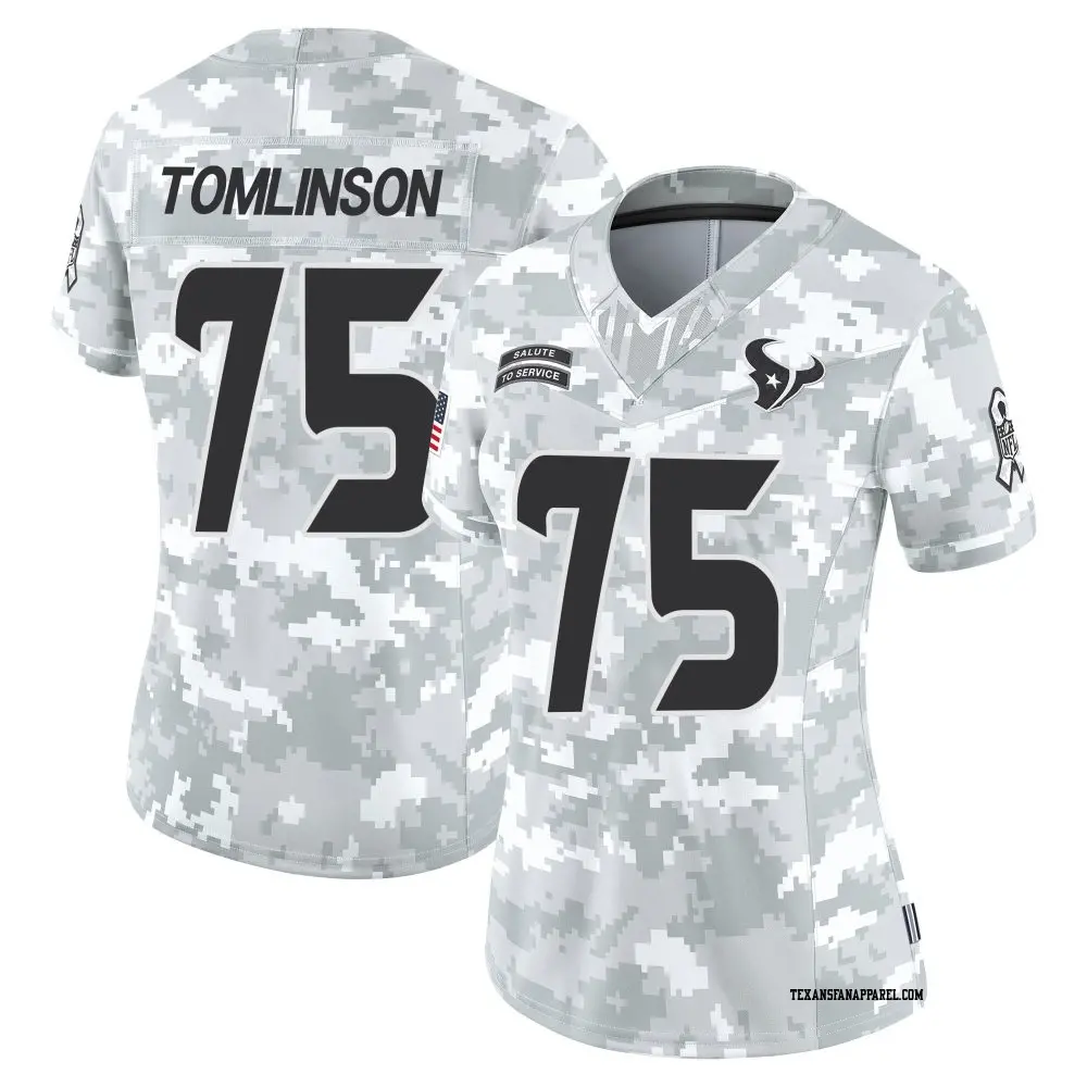 Limited Arctic Camo Women's Laken Tomlinson Houston Texans 2024 Salute to Service Jersey