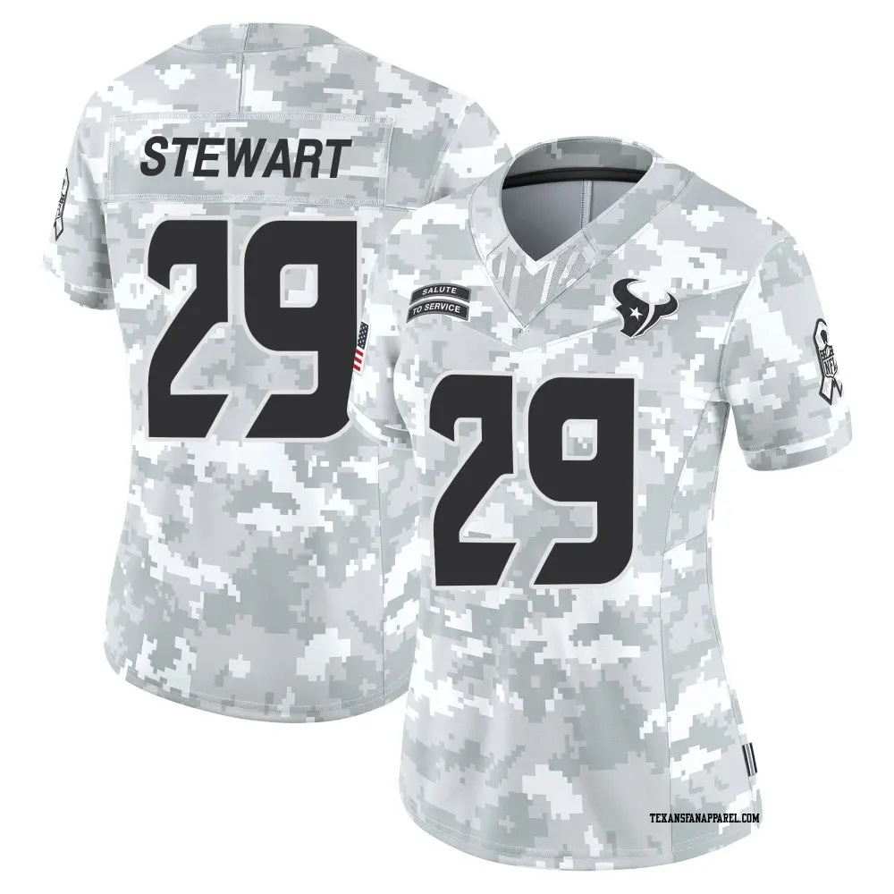 Limited Arctic Camo Women's M.J. Stewart Houston Texans 2024 Salute to Service Jersey