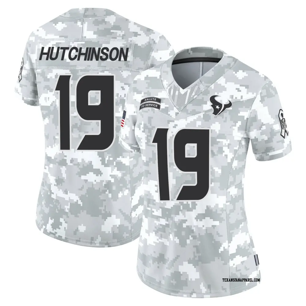 Limited Arctic Camo Women's Xavier Hutchinson Houston Texans 2024 Salute to Service Jersey