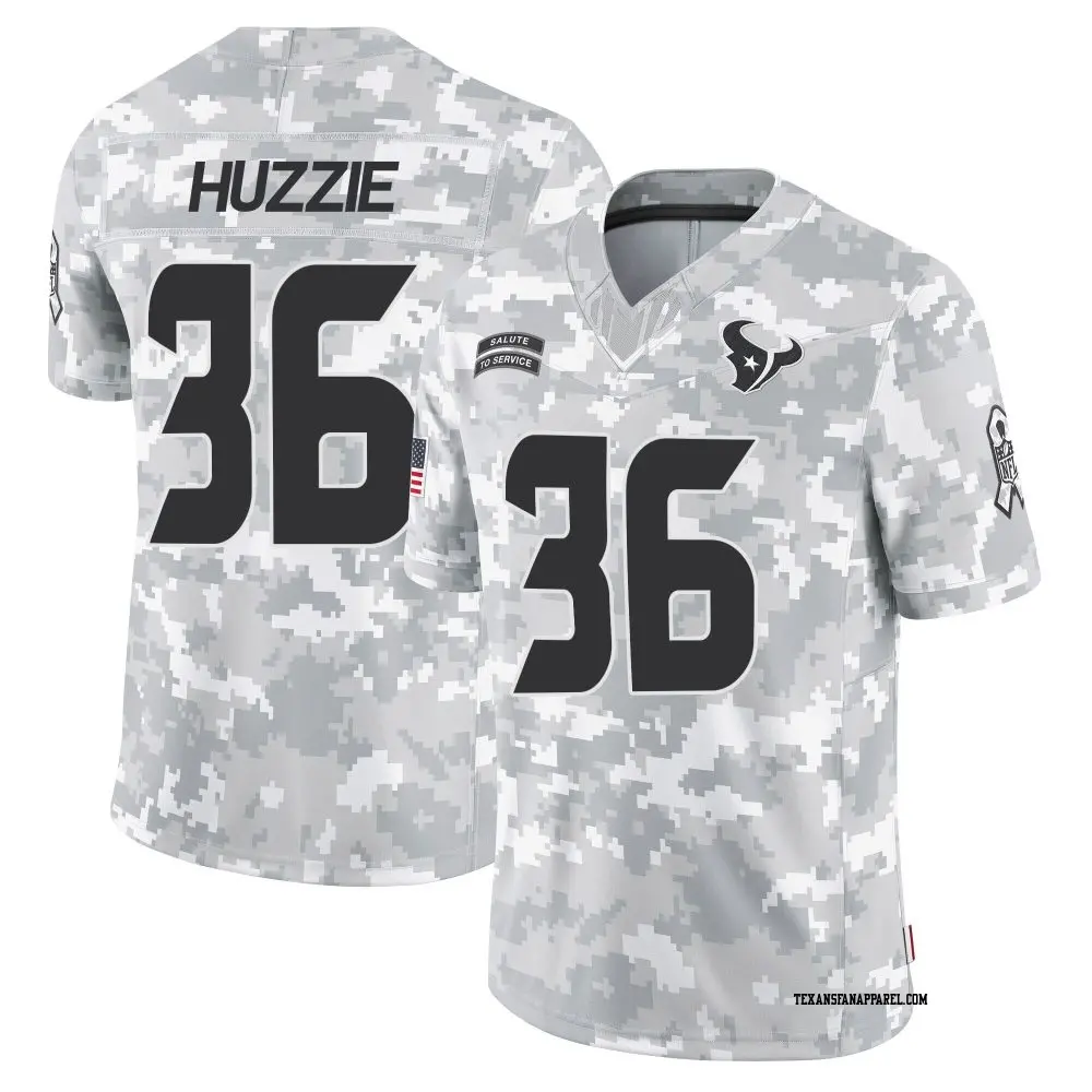 Limited Arctic Camo Youth Alijah Huzzie Houston Texans 2024 Salute to Service Jersey