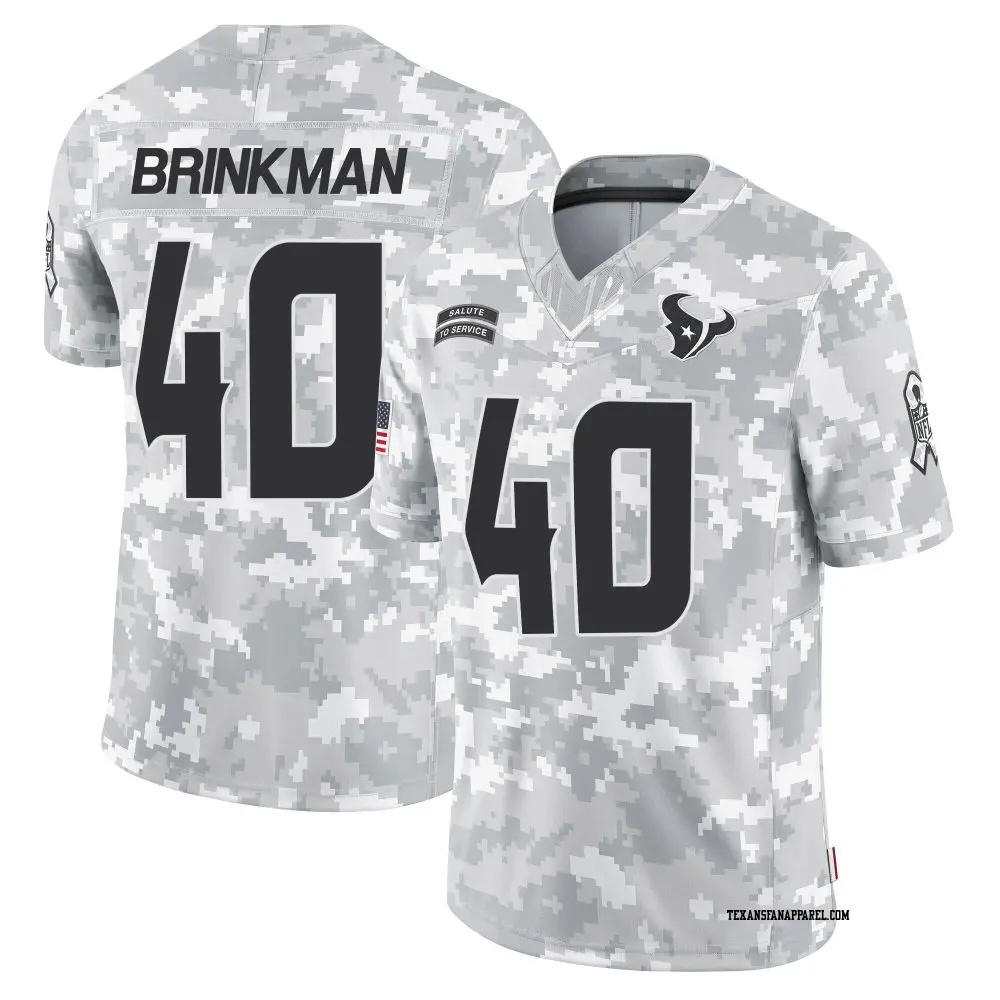 Limited Arctic Camo Youth Austin Brinkman Houston Texans 2024 Salute to Service Jersey