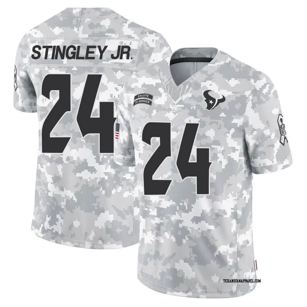 Limited Arctic Camo Youth Derek Stingley Jr. Houston Texans 2024 Salute to Service Jersey
