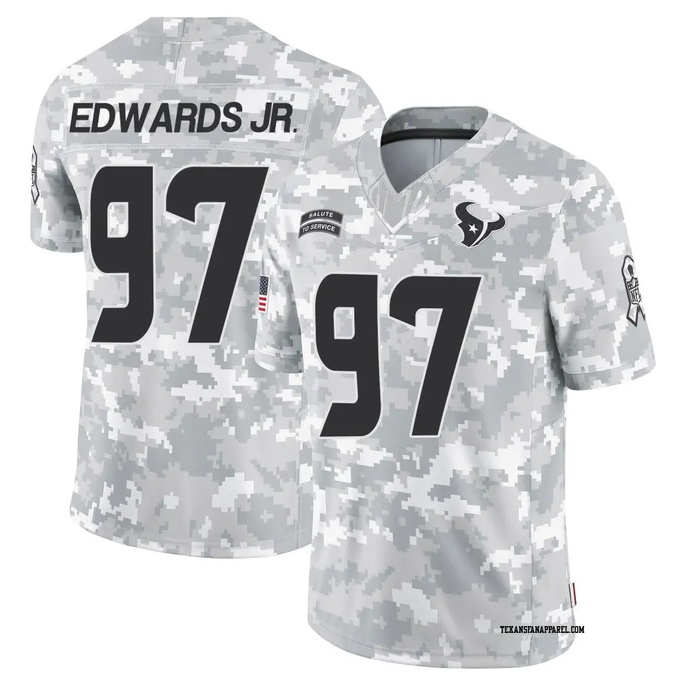 Limited Arctic Camo Youth Mario Edwards Jr. Houston Texans 2024 Salute to Service Jersey