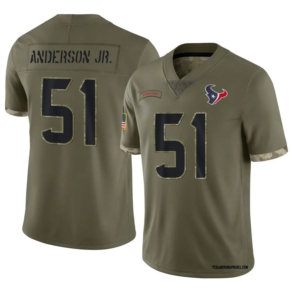 Limited Olive Men's Will Anderson Jr. Houston Texans 2022 Salute To Service Jersey