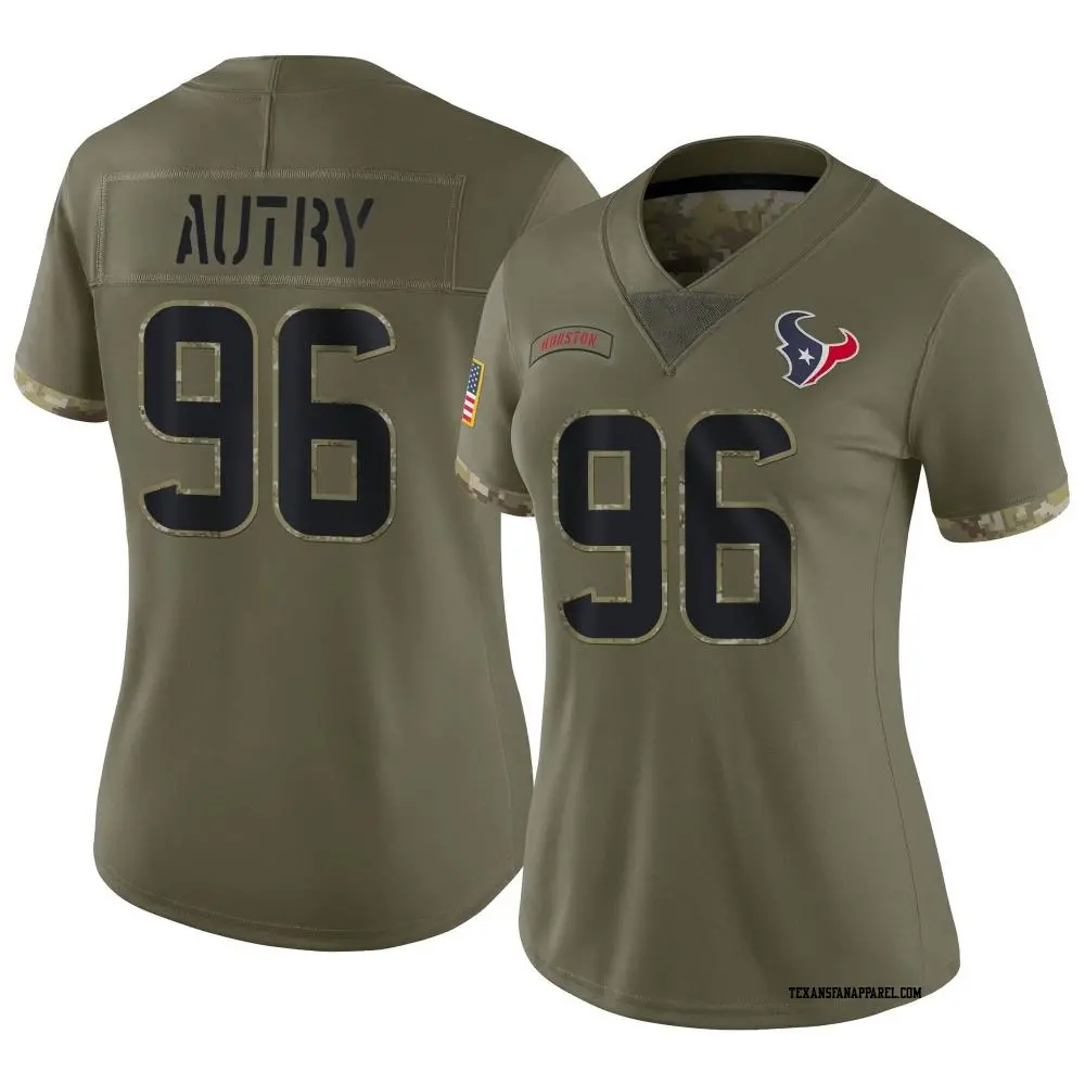 Limited Olive Women's Denico Autry Houston Texans 2022 Salute To Service Jersey